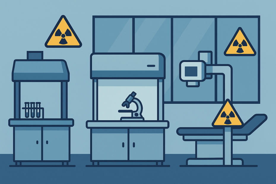 Illustration of a laboratory with radiation protection equipment – Tricij d.o.o.